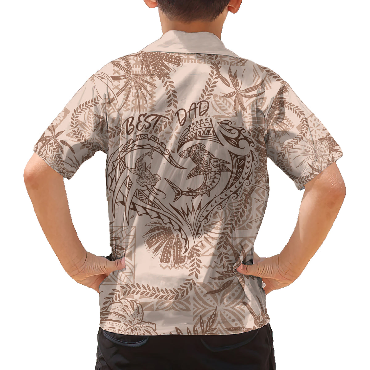 Hawaii Father's Day Vintage Lei Kid Hawaiian Shirt Hauoli la Makuakane - Beige