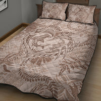 Hawaii Father's Day Vintage Lei Quilt Bed Set Hauoli la Makuakane - Beige