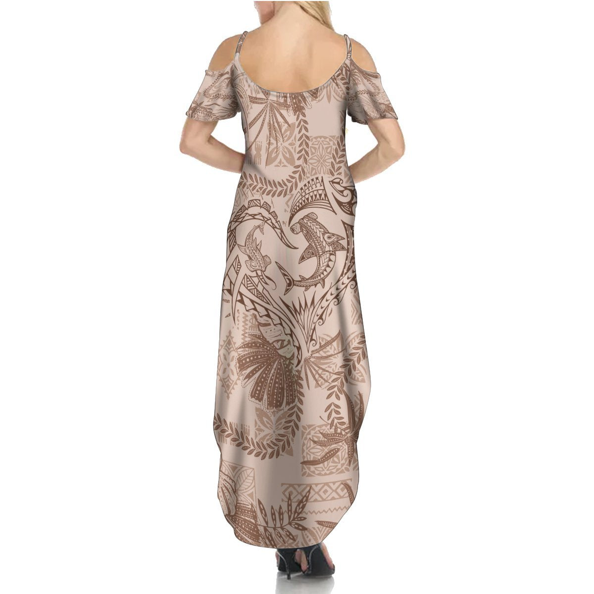 Hawaii Father's Day Vintage Lei Summer Maxi Dress Hauoli la Makuakane - Beige LT7 - Polynesian Pride