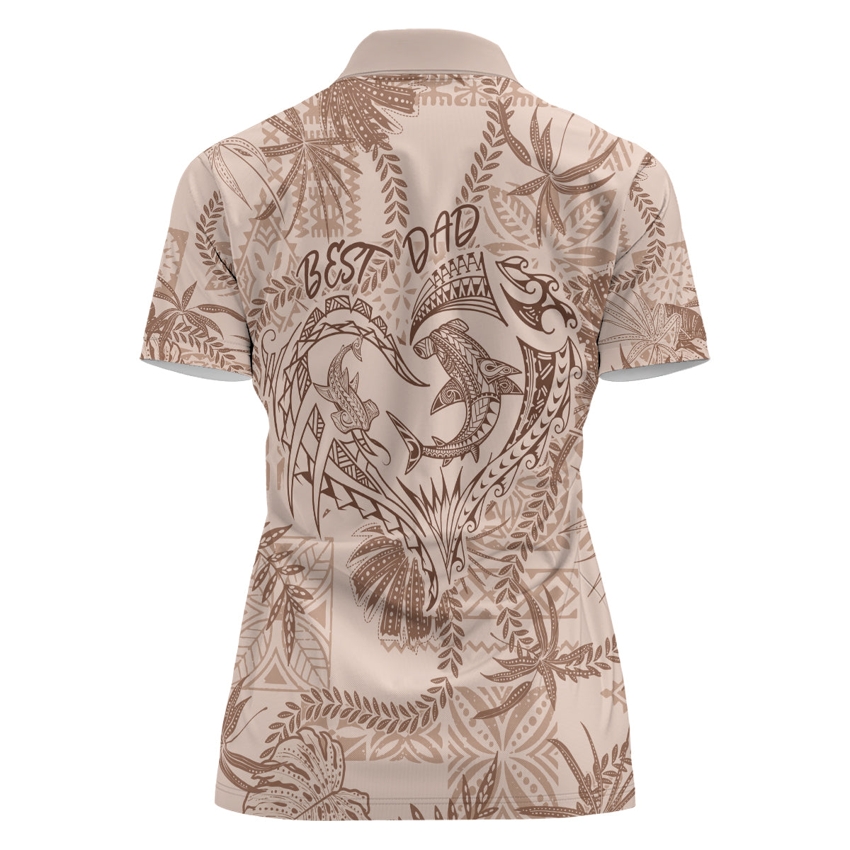 Hawaii Father's Day Vintage Lei Women Polo Shirt Hauoli la Makuakane - Beige LT7 - Polynesian Pride
