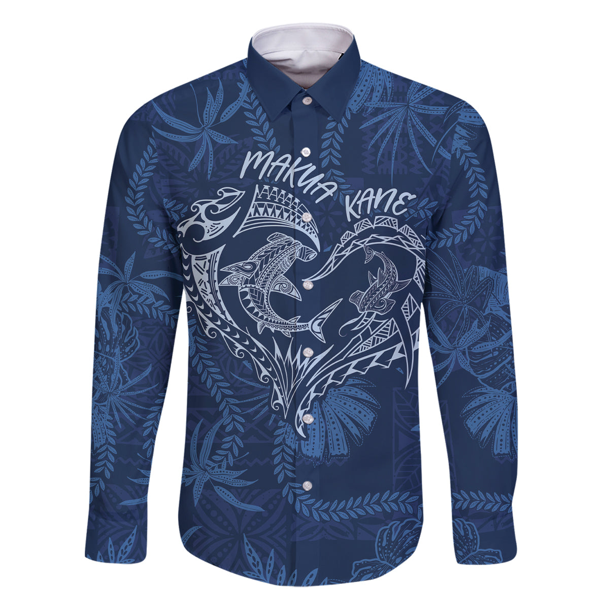 Hawaii Father's Day Vintage Lei Family Matching Long Sleeve Bodycon Dress and Hawaiian Shirt Hauoli la Makuakane - Blue LT7 Dad's Shirt - Long Sleeve Blue - Polynesian Pride