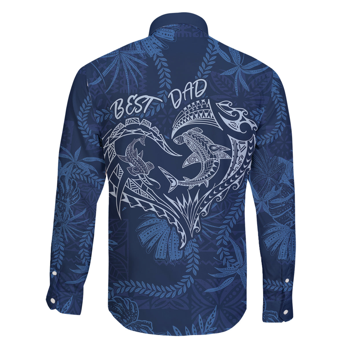 Hawaii Father's Day Vintage Lei Family Matching Long Sleeve Bodycon Dress and Hawaiian Shirt Hauoli la Makuakane - Blue LT7 - Polynesian Pride