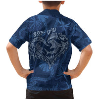 Hawaii Father's Day Vintage Lei Family Matching Mermaid Dress and Hawaiian Shirt Hauoli la Makuakane - Blue LT7 - Polynesian Pride