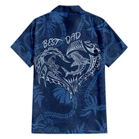 Hawaii Father's Day Vintage Lei Family Matching Off Shoulder Short Dress and Hawaiian Shirt Hauoli la Makuakane - Blue LT7 - Polynesian Pride