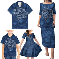 Hawaii Father's Day Vintage Lei Family Matching Puletasi and Hawaiian Shirt Hauoli la Makuakane - Blue LT7 - Polynesian Pride
