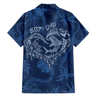 Hawaii Father's Day Vintage Lei Family Matching Short Sleeve Bodycon Dress and Hawaiian Shirt Hauoli la Makuakane - Blue LT7 - Polynesian Pride