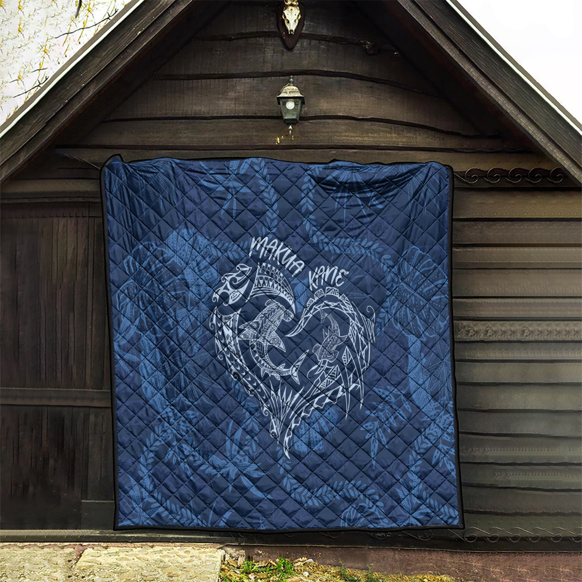 Hawaii Father's Day Vintage Lei Quilt Hauoli la Makuakane - Blue LT7 - Polynesian Pride