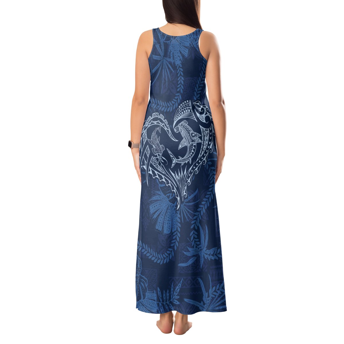 Hawaii Father's Day Vintage Lei Tank Maxi Dress Hauoli la Makuakane - Blue