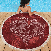 Hawaii Father's Day Vintage Lei Beach Blanket Hauoli la Makuakane - Red