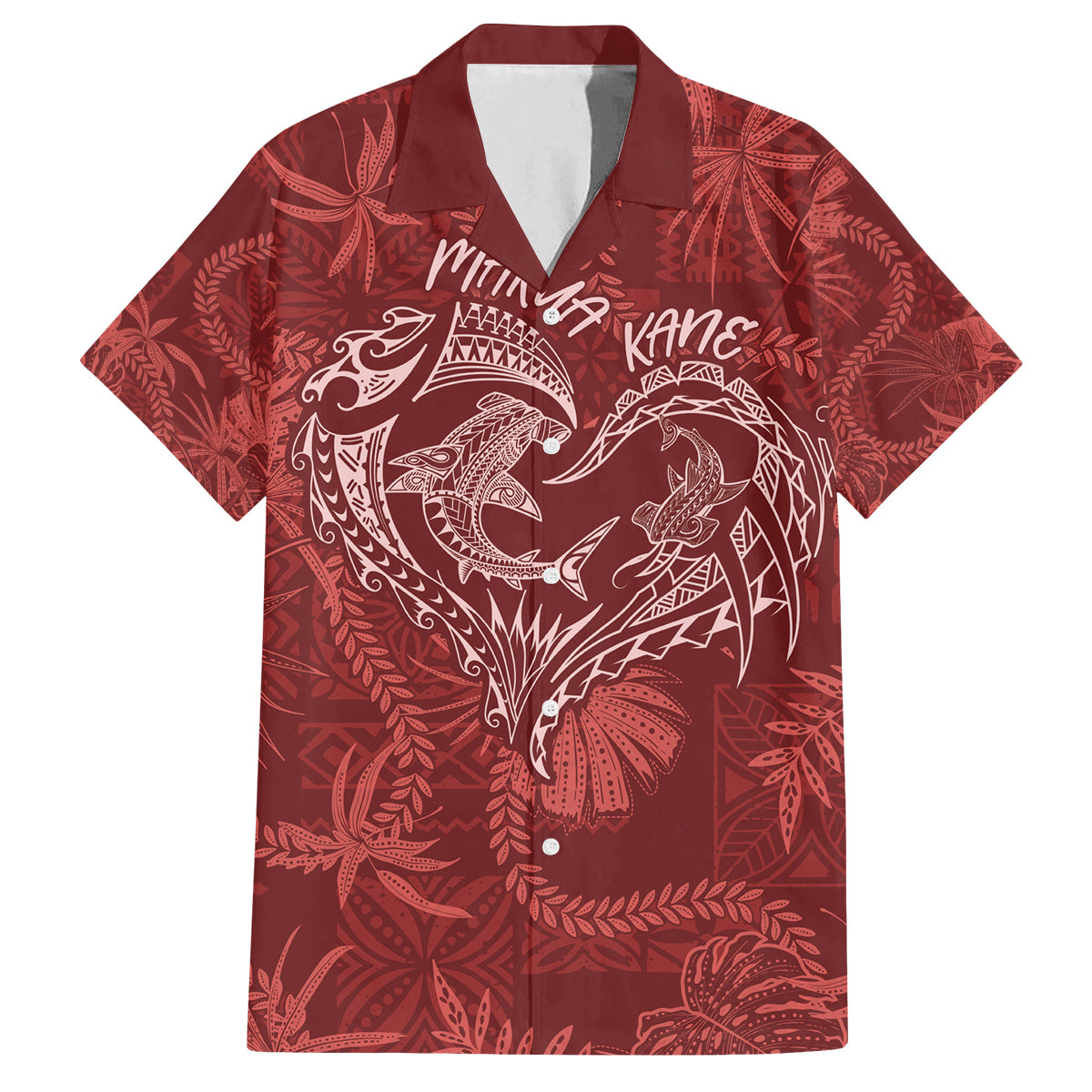 Hawaii Father's Day Vintage Lei Family Matching Long Sleeve Bodycon Dress and Hawaiian Shirt Hauoli la Makuakane - Red LT7 Dad's Shirt - Short Sleeve Red - Polynesian Pride