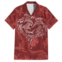 Hawaii Father's Day Vintage Lei Family Matching Long Sleeve Bodycon Dress and Hawaiian Shirt Hauoli la Makuakane - Red LT7 Dad's Shirt - Short Sleeve Red - Polynesian Pride