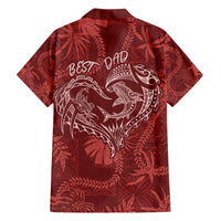 Hawaii Father's Day Vintage Lei Family Matching Off Shoulder Maxi Dress and Hawaiian Shirt Hauoli la Makuakane - Red LT7 - Polynesian Pride