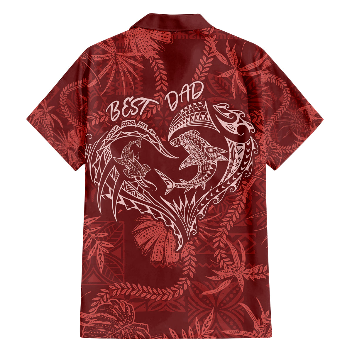 Hawaii Father's Day Vintage Lei Family Matching Off Shoulder Short Dress and Hawaiian Shirt Hauoli la Makuakane - Red LT7 - Polynesian Pride