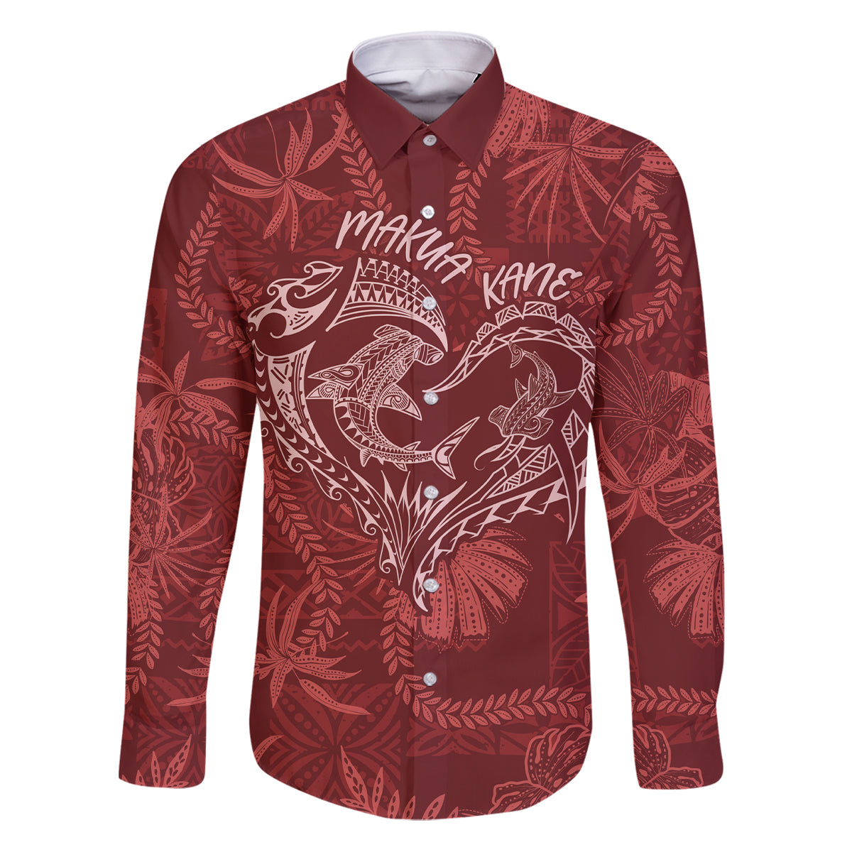 Hawaii Father's Day Vintage Lei Family Matching Puletasi and Hawaiian Shirt Hauoli la Makuakane - Red LT7 Dad's Shirt - Long Sleeve Red - Polynesian Pride