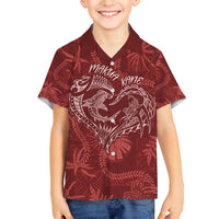 Hawaii Father's Day Vintage Lei Family Matching Puletasi and Hawaiian Shirt Hauoli la Makuakane - Red LT7 Son's Shirt Red - Polynesian Pride