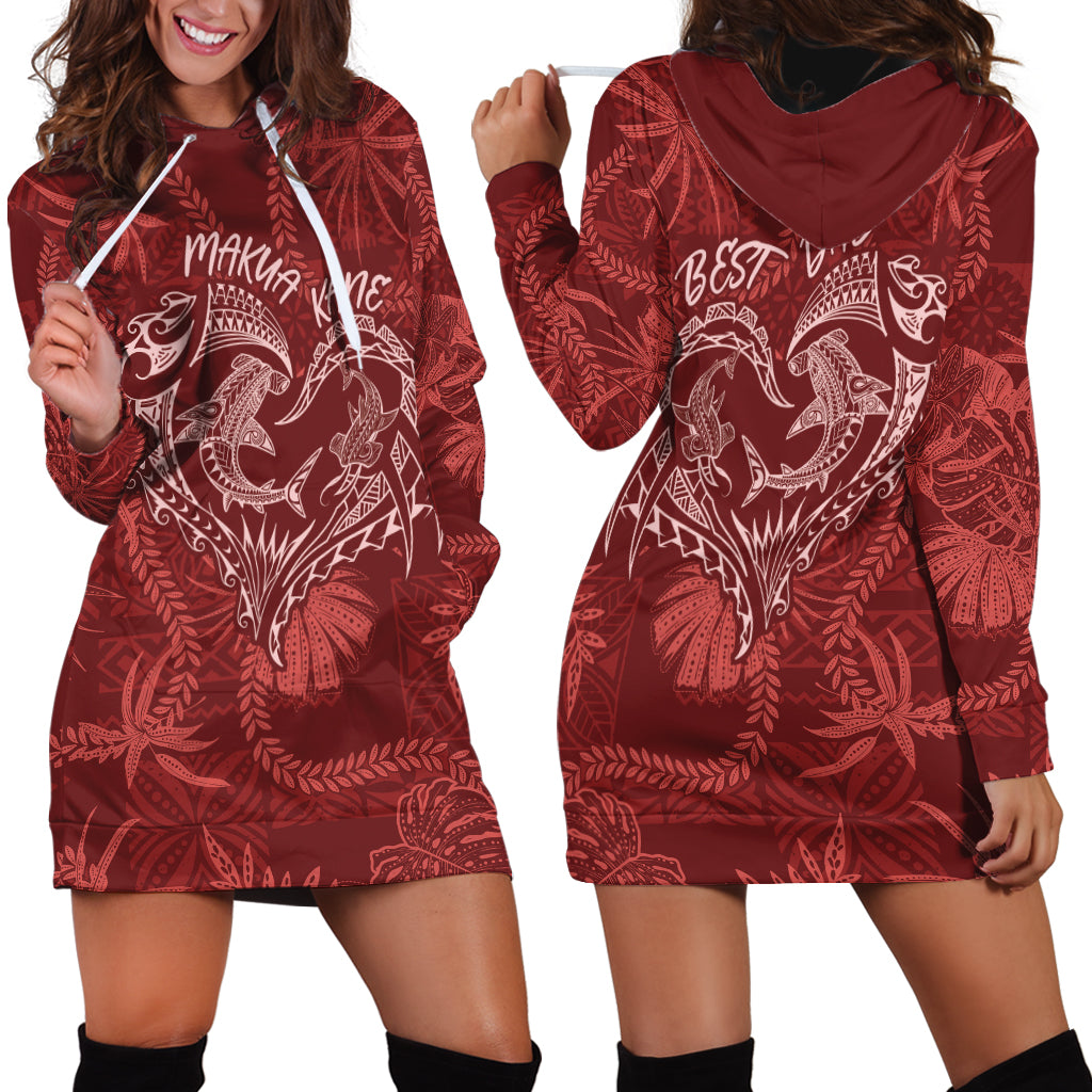 Hawaii Father's Day Vintage Lei Hoodie Dress Hauoli la Makuakane - Red