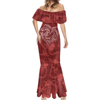 Hawaii Father's Day Vintage Lei Mermaid Dress Hauoli la Makuakane - Red LT7 - Polynesian Pride