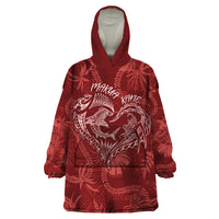 Hawaii Father's Day Vintage Lei Wearable Blanket Hoodie Hauoli la Makuakane - Red
