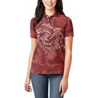 Hawaii Father's Day Vintage Lei Women Polo Shirt Hauoli la Makuakane - Red