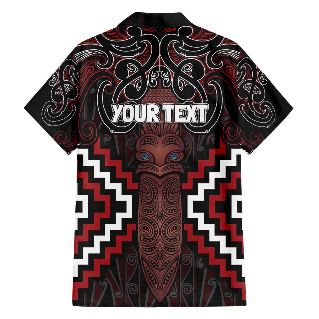Maori Taiaha Whakairo Personalized Family Matching Long Sleeve Bodycon Dress and Hawaiian Shirt Red Poutama Motifs LT7 - Polynesian Pride