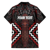 Maori Taiaha Whakairo Personalized Family Matching Long Sleeve Bodycon Dress and Hawaiian Shirt Red Poutama Motifs LT7 - Polynesian Pride