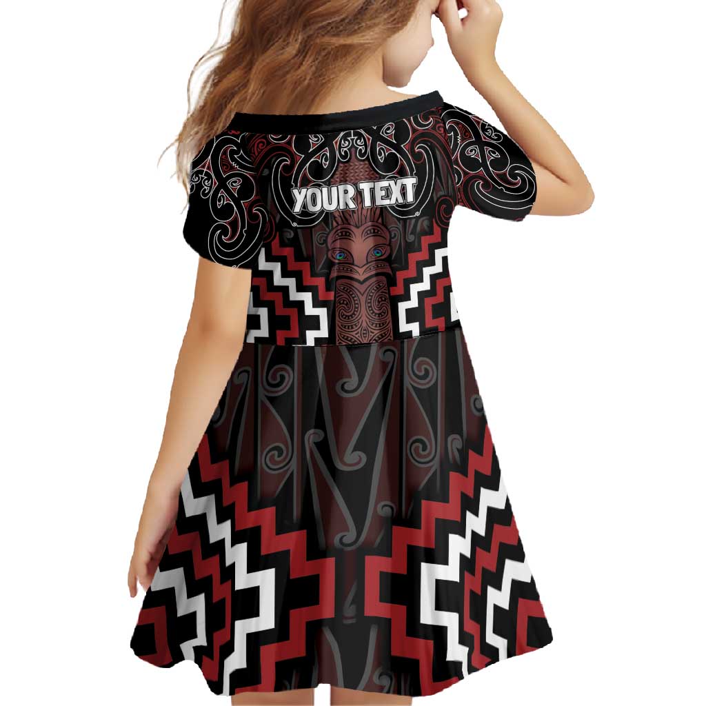 Maori Taiaha Whakairo Personalized Family Matching Off Shoulder Maxi Dress and Hawaiian Shirt Red Poutama Motifs LT7 - Polynesian Pride