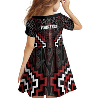 Maori Taiaha Whakairo Personalized Family Matching Puletasi and Hawaiian Shirt Red Poutama Motifs LT7 - Polynesian Pride