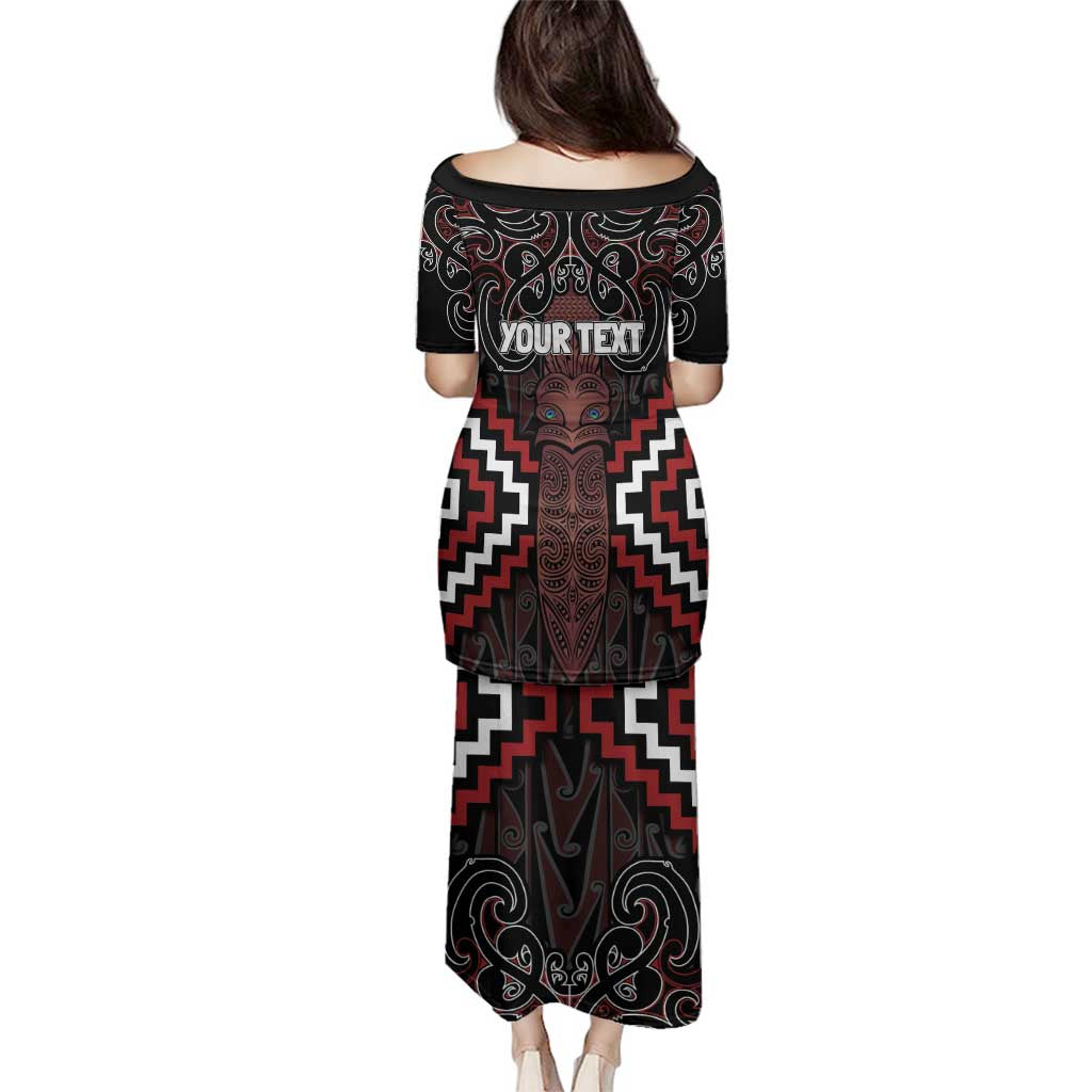 Maori Taiaha Whakairo Personalized Family Matching Puletasi and Hawaiian Shirt Red Poutama Motifs LT7 - Polynesian Pride