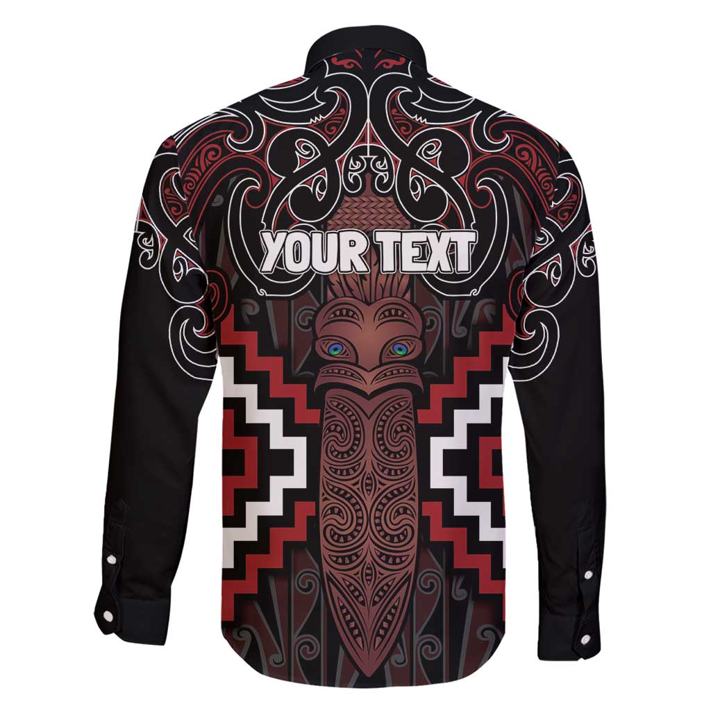 Maori Taiaha Whakairo Personalized Family Matching Short Sleeve Bodycon Dress and Hawaiian Shirt Red Poutama Motifs LT7 - Polynesian Pride