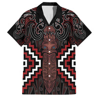 Maori Taiaha Whakairo Personalized Family Matching Summer Maxi Dress and Hawaiian Shirt Red Poutama Motifs LT7 Dad's Shirt - Short Sleeve Red - Polynesian Pride