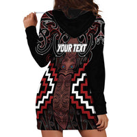 Maori Taiaha Whakairo Personalized Hoodie Dress Red Poutama Motifs