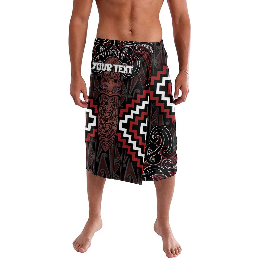 Maori Taiaha Whakairo Personalized Lavalava Red Poutama Motifs