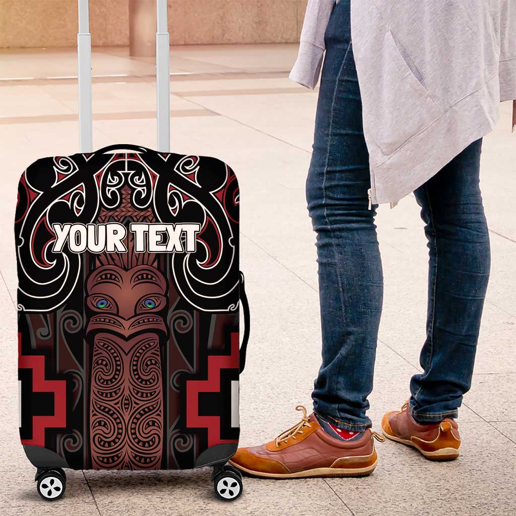 Maori Taiaha Whakairo Personalized Luggage Cover Red Poutama Motifs
