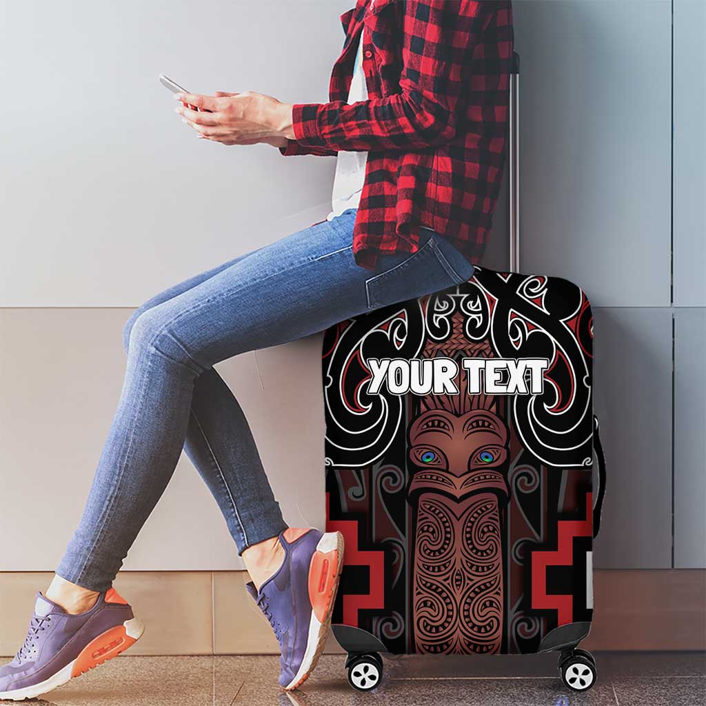 Maori Taiaha Whakairo Personalized Luggage Cover Red Poutama Motifs