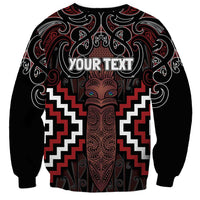 Maori Taiaha Whakairo Personalized Sweatshirt Red Poutama Motifs