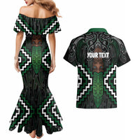 Maori Taiaha Pounamu Whakairo Personalized Couples Matching Mermaid Dress and Hawaiian Shirt Jade Poutama Motifs LT7 - Polynesian Pride
