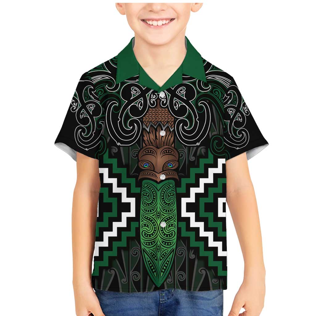 Maori Taiaha Pounamu Whakairo Personalized Family Matching Mermaid Dress and Hawaiian Shirt Jade Poutama Motifs LT7 Son's Shirt Jade - Polynesian Pride
