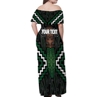Maori Taiaha Pounamu Whakairo Personalized Family Matching Off Shoulder Maxi Dress and Hawaiian Shirt Jade Poutama Motifs LT7 - Polynesian Pride