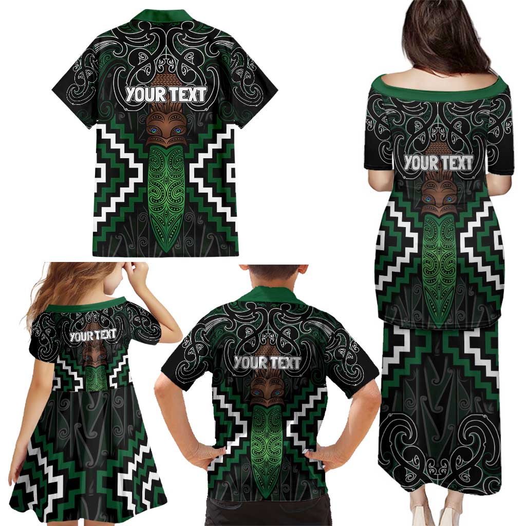 Maori Taiaha Pounamu Whakairo Personalized Family Matching Puletasi and Hawaiian Shirt Jade Poutama Motifs LT7 - Polynesian Pride