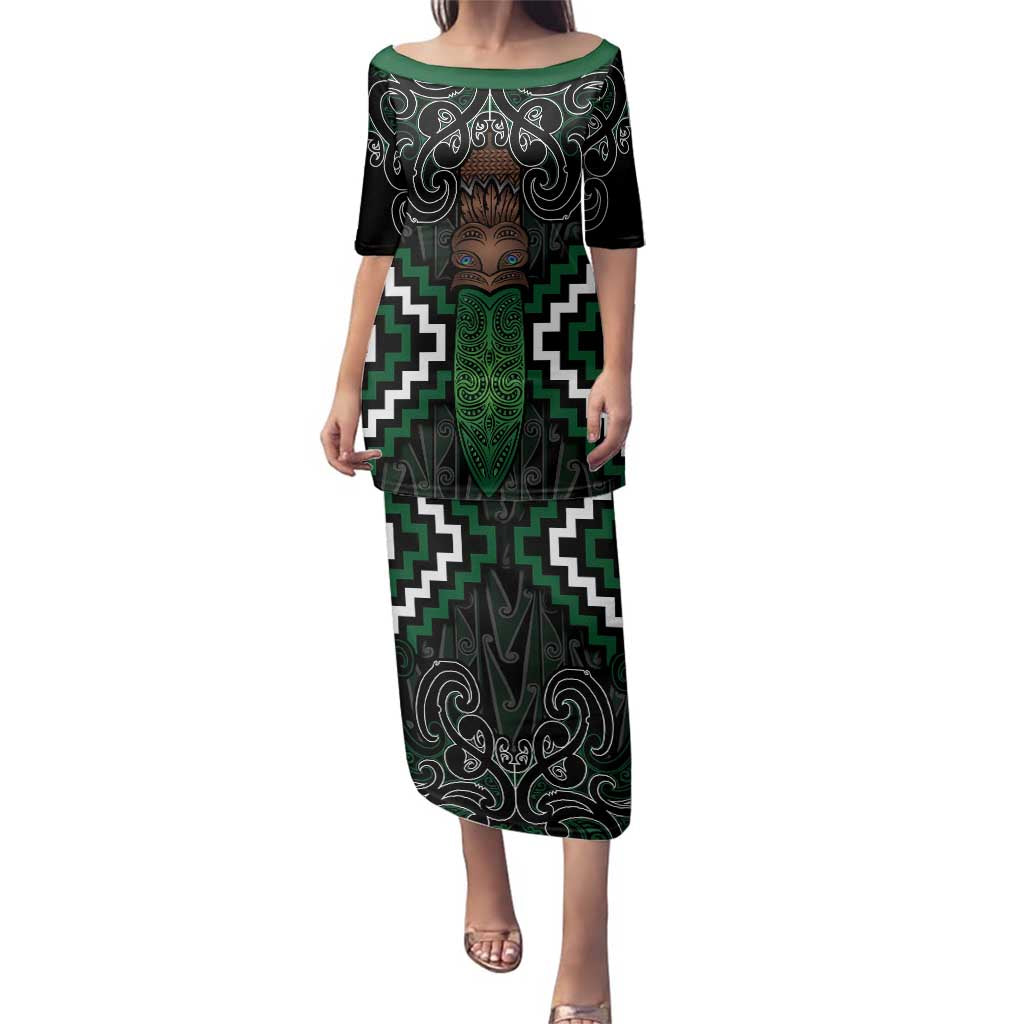 Maori Taiaha Pounamu Whakairo Personalized Family Matching Puletasi and Hawaiian Shirt Jade Poutama Motifs LT7 Mom's Dress Jade - Polynesian Pride
