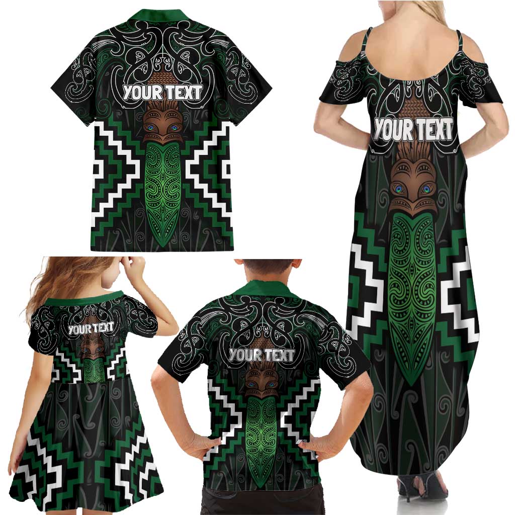 Maori Taiaha Pounamu Whakairo Personalized Family Matching Summer Maxi Dress and Hawaiian Shirt Jade Poutama Motifs LT7 - Polynesian Pride