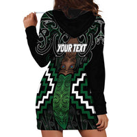Maori Taiaha Pounamu Whakairo Personalized Hoodie Dress Jade Poutama Motifs