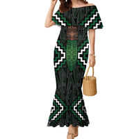 Maori Taiaha Pounamu Whakairo Personalized Mermaid Dress Jade Poutama Motifs