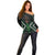 Maori Taiaha Pounamu Whakairo Personalized Off Shoulder Sweater Jade Poutama Motifs