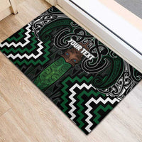 Maori Taiaha Pounamu Whakairo Personalized Rubber Doormat Jade Poutama Motifs