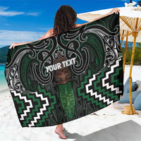 Maori Taiaha Pounamu Whakairo Personalized Sarong Jade Poutama Motifs