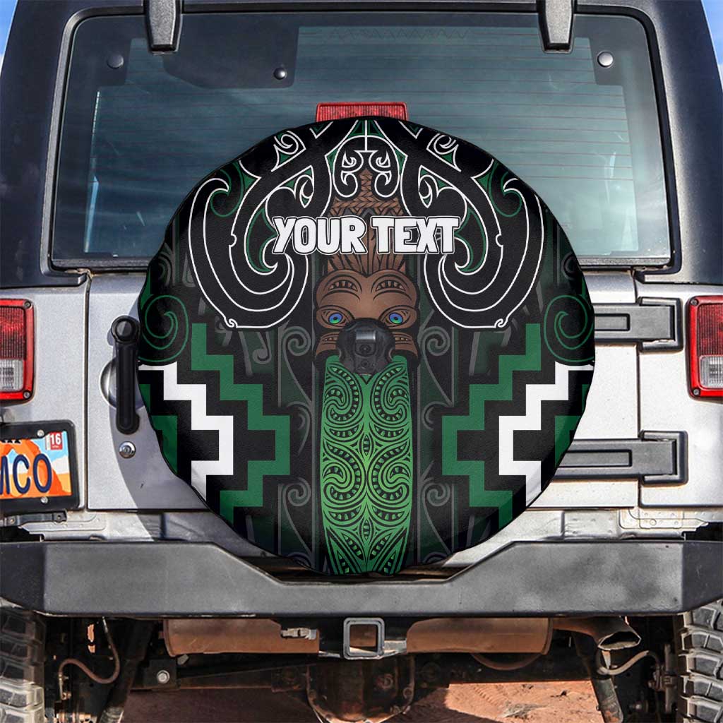 Maori Taiaha Pounamu Whakairo Personalized Spare Tire Cover Jade Poutama Motifs