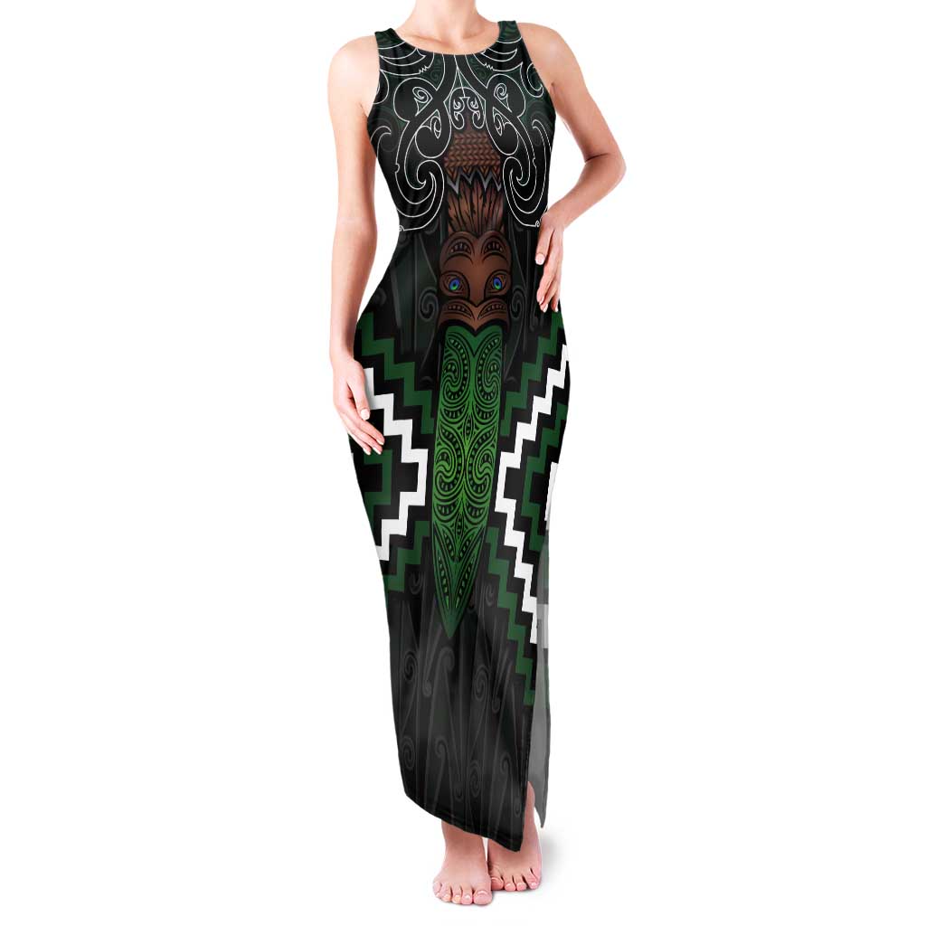 Maori Taiaha Pounamu Whakairo Personalized Tank Maxi Dress Jade Poutama Motifs LT7 Women Jade - Polynesian Pride