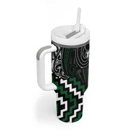 Maori Taiaha Pounamu Whakairo Personalized Tumbler With Handle Jade Poutama Motifs