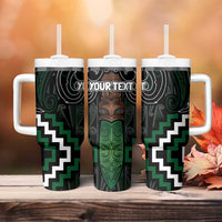 Maori Taiaha Pounamu Whakairo Personalized Tumbler With Handle Jade Poutama Motifs